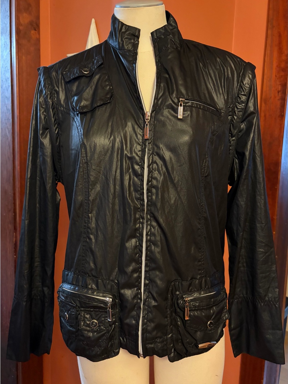jamie sadock vintage Black Lightweight Utility Jacket with Pocket Details